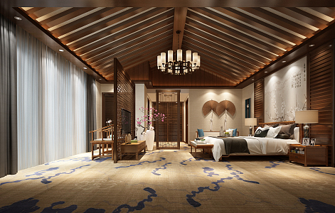 New Chinese Room Resort Hotel Rooms 3d model