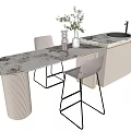 Modern Bar Chair Combination Bar Island Table 3d model