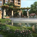 European-style pavilion waterscape 3d model