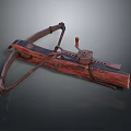 Antique Wooden Crossbow With Metal Trigger And Rustic Bowstring Design 3d model