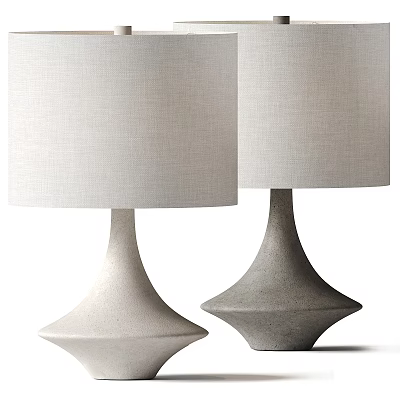 Modern Minimalist Table Lamps With Light Colored Lampshades And Geometric Bases 3d model