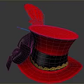 Red Top Hat With Red Feather And Black Gold Decorative Band For Daily Use