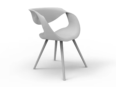 Stylish Modern Minimalist Leisure Chair With Curved Backrest And Metal Legs Design 3d model