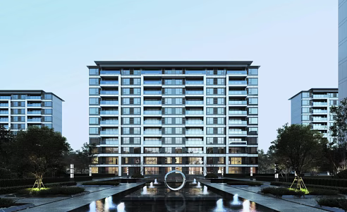 New Asian style small high-rise residential 3d model