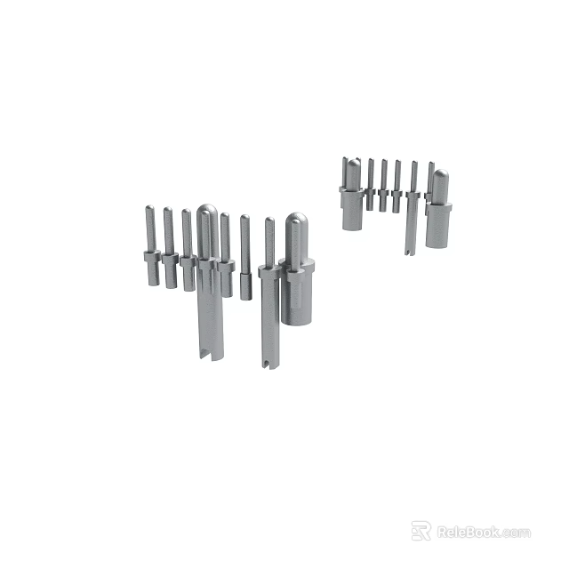 Stainless Steel Industrial Components Including Multiple Connectors And Fittings For Machinery 3d model 