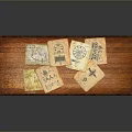 Wooden Office Desk With Vintage Papers On Surface And Decorative Metal Legs