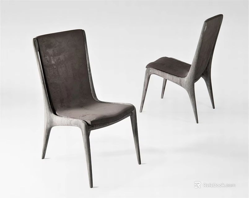 Modern Dark Gray Dining Chairs With Sleek Design And Slender Legs 3d model