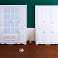Classic White Wardrobes With Green Wall Brown Floor And Decorative Vase Book