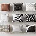 Stylish Decorative Pillows With Geometric Striped Bow And Solid Color Patterns 3d model