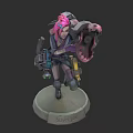 Jinx Game Character With Pink Hair Mechanical Weapon And Combat Outfit