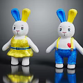 Yellow And Blue Rabbit Plush Toys As Decorative Furniture Accessories For Kids Room