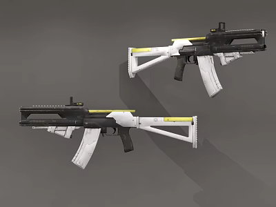 Sleek Modern Tactical Rifles With White Black Body And Yellow Accents 3d model