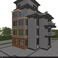 Modern Detached Villa With Light Brown Exterior Multi Storey Balconies Glass Railings And Large Windows