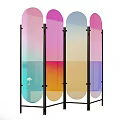 Color Gradient Screen With Black Metal Frame And Four Panels 3d model