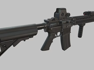 Modern Black Tactical Rifle With Scope Magazine Grip And Rail System Design 3d model