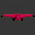 Person In Neon Pink Jumpsuit With Hood Circular Opening Arms Outstretched Against Gray Background
