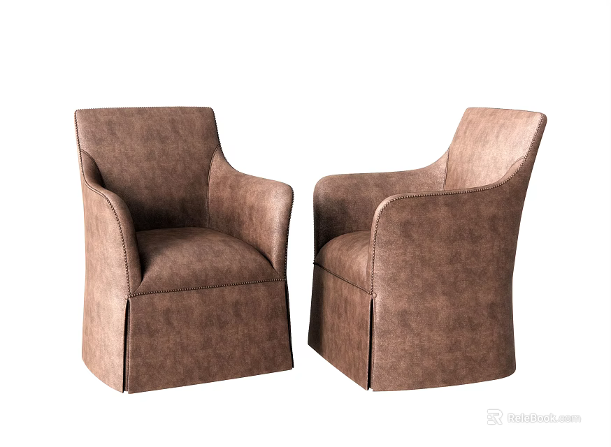 Brown Single Sofa With Soft Upholstery Comfortable Armrests And Modern Design 3d model