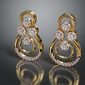 Elegant Golden Earrings With Circular Design White Pearls And Small Beads