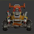 Cartoon Style Off Road Vehicle With Yellow Orange Body Large Tires And Red Seats