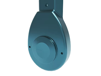 Glossy Blue Headphone Earpiece With Metallic Finish Circular Design And Small Holes 3d model