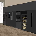 Modern Kitchen Interior Design With Integrated Cabinets Refrigerator Freezer And Wine Cooler