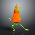 Cartoon Carrot Character With Green Limbs And Headband In Martial Arts Pose