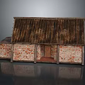 Traditional Small House Model With Rustic Corrugated Roof Brick Stone Walls And Wooden Door