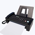 Black Office Fax Machine with Phone Handset Control Panel and Paper Output