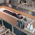 Traditional Chinese Tea Set with Wooden Table Tray Cups Pot and Tea Pets