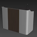 Modern Reception Desk With Display Screen Microphone Cabinet Doors And Ventilation Grilles