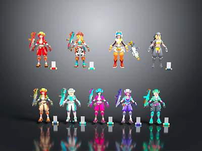 Character And Creature 3D Models With Colorful Outfits And Unique Designs 3d model