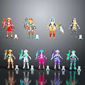 Character And Creature 3D Models With Colorful Outfits And Unique Designs