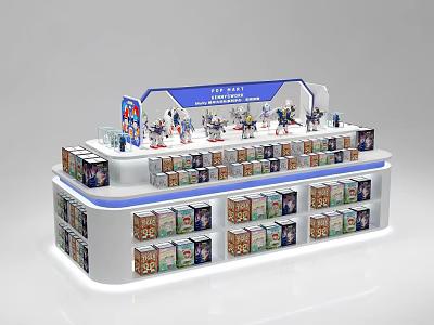 Multi Tiered Retail Display Shelving With Organized Star Wars Merchandise And Product Arrangement 3d model