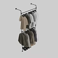Clothing Hangers On Stand Display Various Neutral Toned Sweaters And Tops