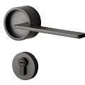 Modern Black Door Handle With Sleek Design And Round Lock Component 3d model