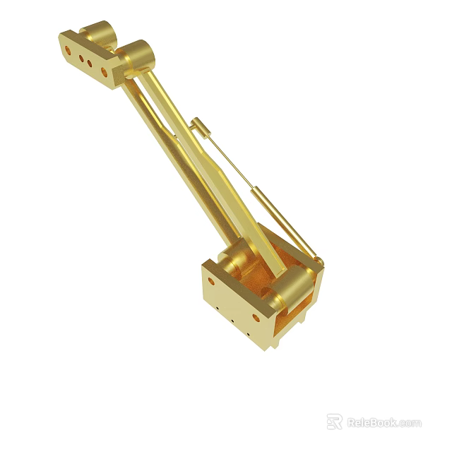 Shiny Golden Mechanical Component Featuring Metal Connecting Arm And Precision Structure 3d model 