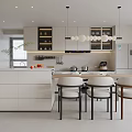 Modern Living Dining Room With White Sofa Round Coffee Table Floor-to-Ceiling Windows And Light Interior