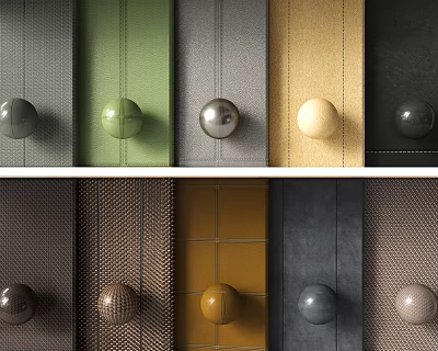 Collection of Diverse Colored Textured Panels With Round Decorative Knobs 3d model Collection of Diverse Colored Textured Panels With Round Decorative Knobs 3d model