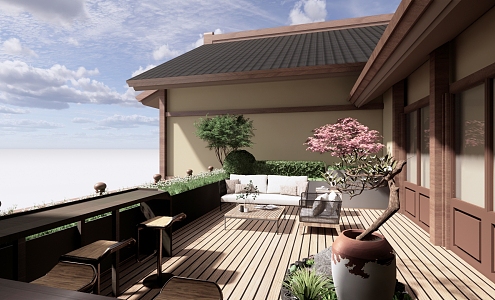 New Chinese Garden Roof Garden 3d model