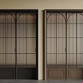 Modern Double Doors Interior Design With Arched Top Grid Glass Dark Light Brown