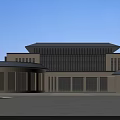 Modern School Building Exterior With Large Glass Windows And Brick Structure