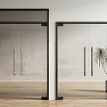 Modern glass double door glass double door office glass door 3d model