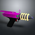Futuristic Purple Weapon Gun With Yellow Spiral Structure And Black Handle Design