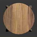 Wooden Round Seat Stool With Four Legs And Cross Support Structure