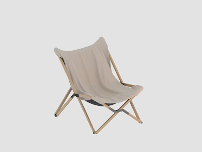 Foldable Light Colored Outdoor Chair With Wooden Frame And Fabric Seat 3d model