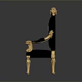 Luxury Black And Gold Single Chair With Carved Golden Details And Letter M