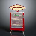 Vintage Red Automat Vending Machine With Cigarettes Display And Classic Sign