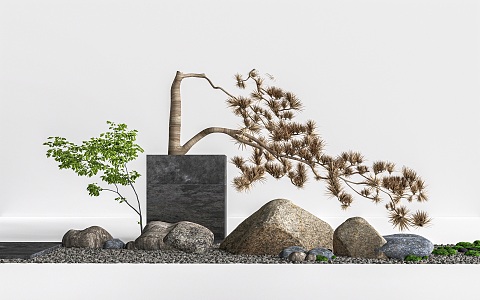 Dry Landscape Stone Landscape Stone Chinese Style Dead Branch 3d model