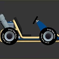 Blue Go Kart With Black Tires Gold Accents And Sporty Design