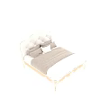 Elegant Upholstered Double Bed With Classic Carved Headboard And Decorative Details